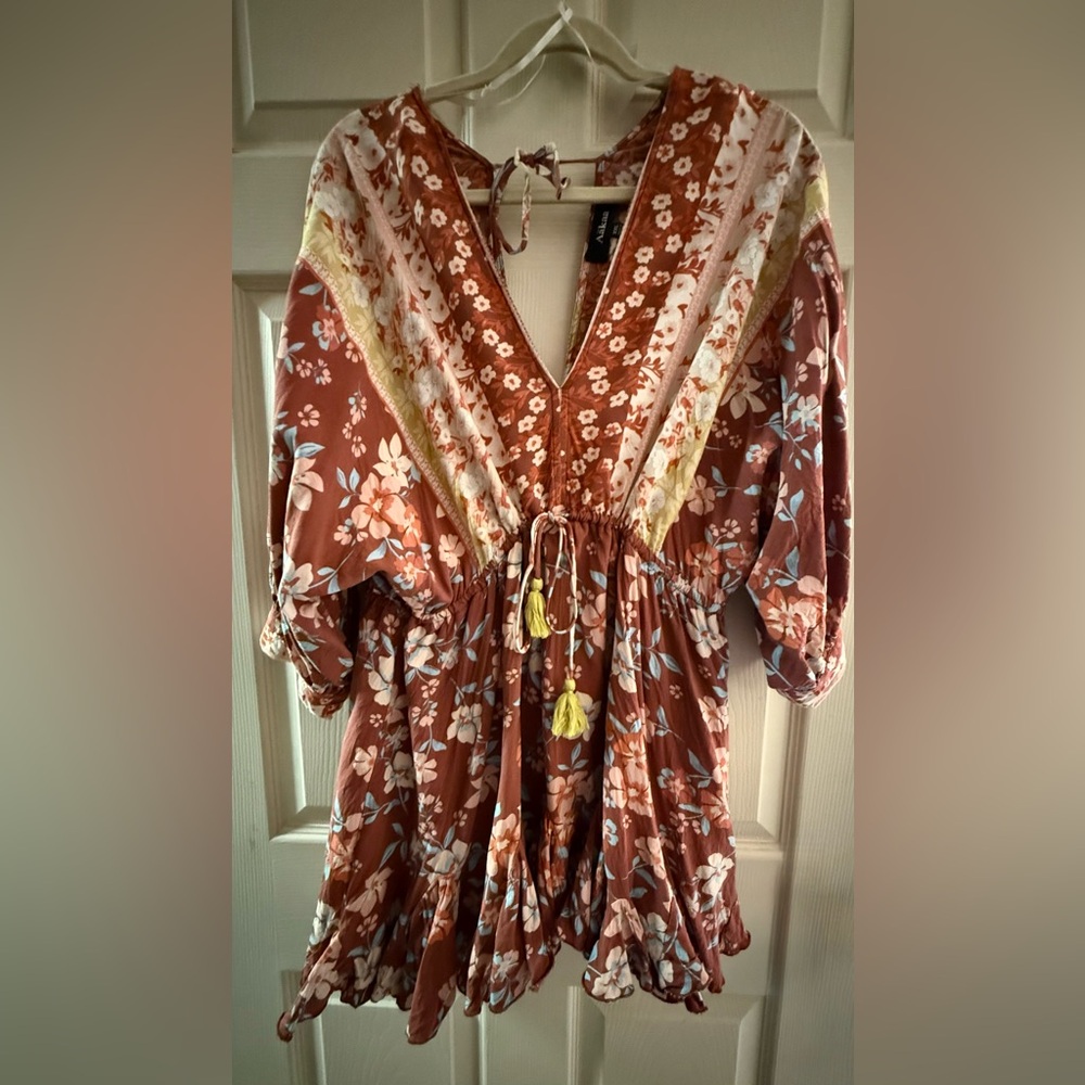 Aakaa Rust Floral Romper